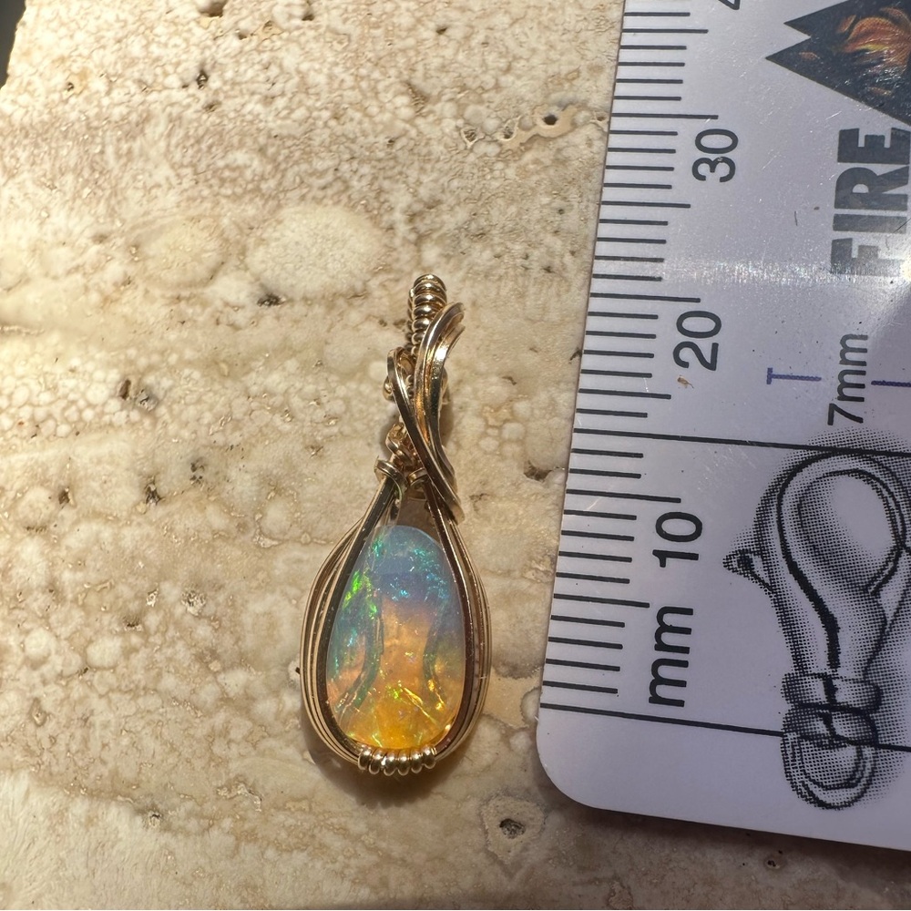 14k Gold Filled Ethiopian Opal Necklace Pendant - Picture 8 of 12